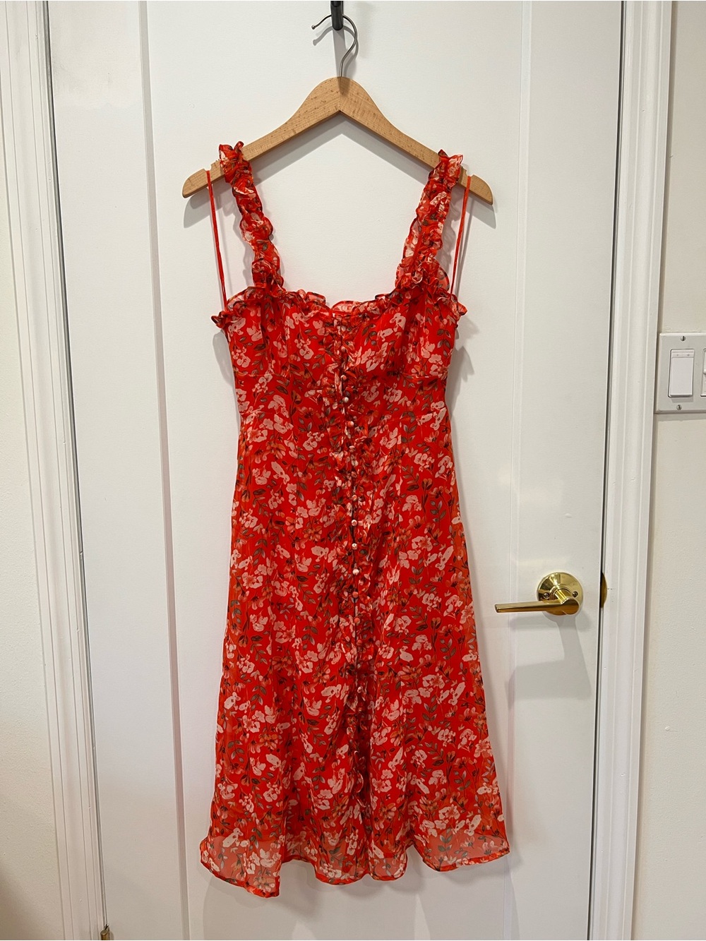ASTR the Label Blended Floral Dress - Coral Ditsy